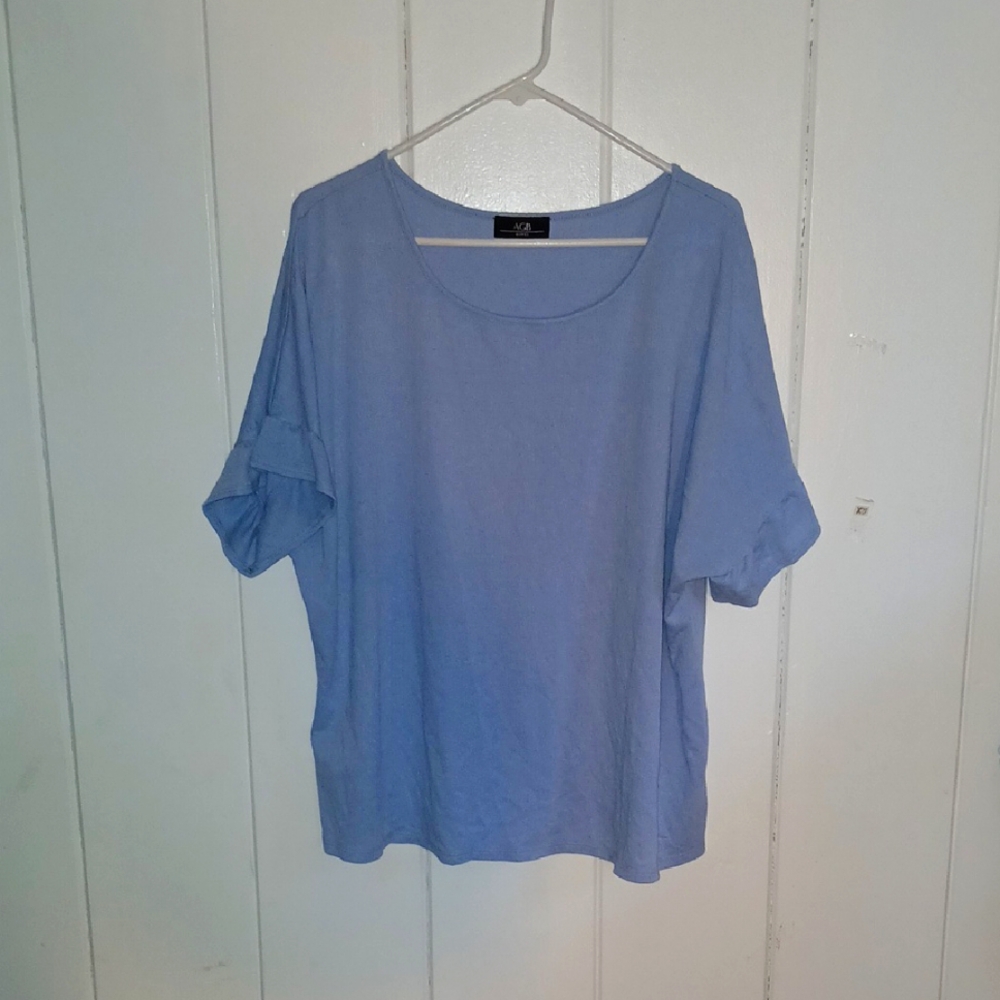 AGB Blue Boxy T-Shirt with Short Sleeves